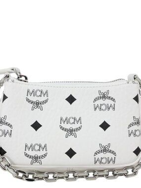 MCM Monogram Visetos Canvas Pouch White